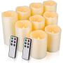 Flameless Candles, LED Candles Outdoor Candles Waterproof Candles(D: 3'' x H: 4''5''6'') Battery Operated Candles Plastic Pack of 9 Flameless Pillar Candles
