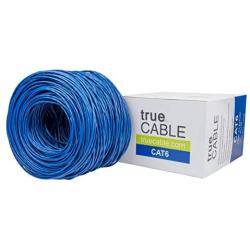trueCABLE Cat6 Plenum (CMP), 1000ft, Blue, 23AWG 4 Pair Solid Bare Copper, 550MHz, ETL Listed, Unshielded Twisted Pair (UTP), Bulk Ethernet Cable