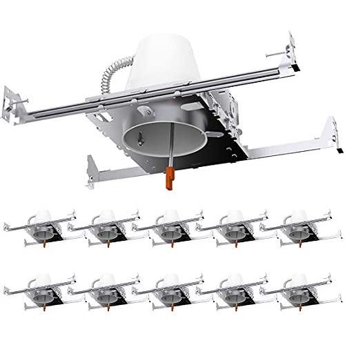 Sunco Lighting 10 Pack 4 Inch New Construction Housing, Air Tight IC Rated Steel Can, 120-277V, TP24 Connector Included for Easy Install - UL & Title 24 Compliant