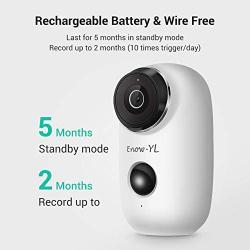 Battery Security Camera, Enow-YL Wireless Rechargeable Battery Powered WiFi Home Security Camera, Waterproof Outdoor Surveillance IP Camera HD 1080P with PIR Motion Sensor Night Vison 2-Way Audio