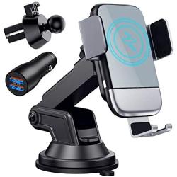 Wireless Car Charger, CTYBB Qi Auto-Clamping Air Vent Dashboard Car Phone Holder & QC3.0 Car Charger, 10W Compatible for Galaxy S10.