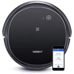 Ecovacs DEEBOT 500 Robot Vacuum Cleaner with Max Power Suction, Up to 110 min Runtime, Hard Floors and Carpets, Pet Hair, App Controls, Self-Charging, Quiet, Large, Black