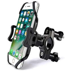 Bike & Motorcycle Phone Mount Holder. Bicycle Handle Universal Cell Phone Bracket.Shockproof Silicone. Double Reinforcement. for iPhone,Samsung or Any Smartphone. and The 360° Swivel is Perfect