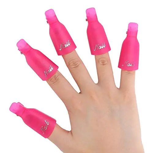 Dr.Nail 10Pcs Gel Nail Polish Remover Cap Clips Plastic Acrylic Nail Art Polish Remover Wrap(Red)