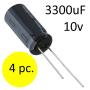3300uF 10V Radial Lead Aluminum Electrolytic Capacitors for Do it Yourself Repairing of LCD TVs and Consumer Electronics - 4 pc.