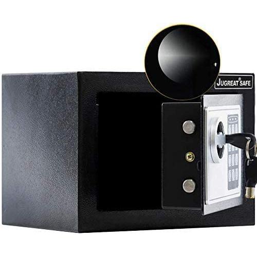 JUGREAT Safe Box with Induction Light,Electronic Digital Securit Safe Steel Construction Hidden with Lock，Wall or Cabinet Anchoring Design for Home Office Hotel BusinessGun Passport Cash (Pure Black)
