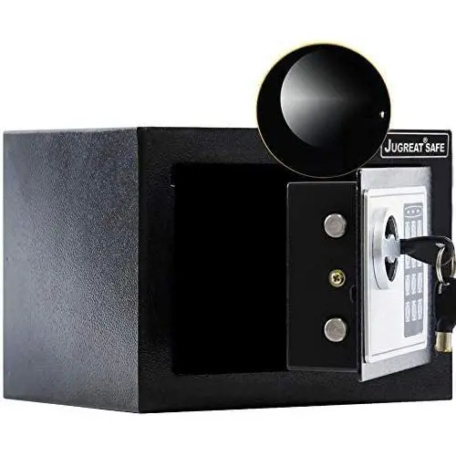 JUGREAT Safe Box with Induction Light,Electronic Digital Securit Safe Steel Construction Hidden with Lock，Wall or Cabinet Anchoring Design for Home Office Hotel BusinessGun Passport Cash (Pure Black)