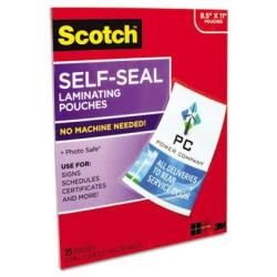 Scotch LS85425G Self-Laminating Pouches, 9-1/16-Inch x11-5/8-Inch,25/PK, Clear