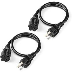 SIMBR Extension Cord Outdoor Indoor, Heavy Duty Power Cord, 3 Prong, 16AWG SJTW, UL Listed, Black (2 Pack 2 FT)