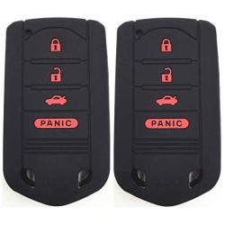Ezzy Auto A Pair Black with Red Buttons Silicone Rubber Key Fob Case Key Covers Key Jacket Skin Protectors fit for Acura ILX RDX TL ZDX