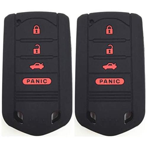 Ezzy Auto A Pair Black with Red Buttons Silicone Rubber Key Fob Case Key Covers Key Jacket Skin Protectors fit for Acura ILX RDX TL ZDX
