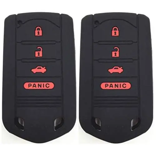 Ezzy Auto A Pair Black with Red Buttons Silicone Rubber Key Fob Case Key Covers Key Jacket Skin Protectors fit for Acura ILX RDX TL ZDX