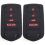 Ezzy Auto A Pair Black with Red Buttons Silicone Rubber Key Fob Case Key Covers Key Jacket Skin Protectors fit for Acura ILX RDX TL ZDX
