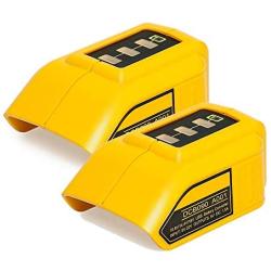 Battery Adapter (2-Pack) Compatible with Dewalt 12V/20V Lithium Ion Battery,Dual USB & DC Port Charger Power Source for Dewalt DCB090 DCB091