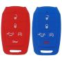 WEIBISS 2 Pack 5 Buttons Silicone Remote Key Fob Cover Protector Case Holder Skin Jacket for Dodge 2021 2020 2019 Ram 1500 Pickup 68291690AB/AC/AD, Red Blue