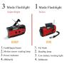 [2021 Newest] Emergency-Hand-Crank-Radio,4000mAh Portable Weather Solar Radios with Motion Sensor Reading Lamp,3 Gear LED Flashlight,SOS Alarm,Cell Phone Charger,AM/FM/NOAA(Red)
