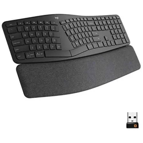 Logitech Ergo K860 Wireless Ergonomic Keyboard with Wrist Rest - Split Keyboard Layout for Windows/Mac, Bluetooth or USB Connectivity
