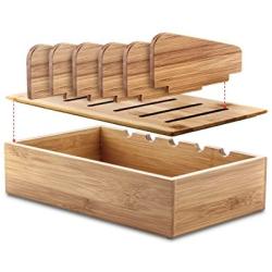 Prosumers Choice Natural Bamboo Charging Station Rack for Smartphones and Tablets