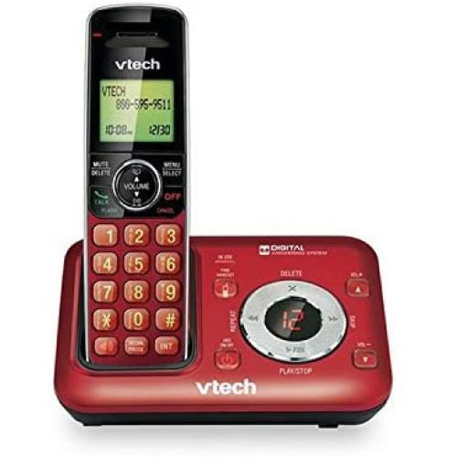 VTech CS6429-16 DECT 6.0 Expandable Cordless Phone with Answering System and Caller ID, 1 Handset, Red