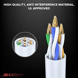 Ethernet Cable, 25 Feet. Cat 6 (2 Pack) High Speed LAN Network, Internet Cord RJ45. 25Ft Cat6, White, Cables Pure Copper, UL