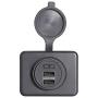 DAMAVO YM1236 Panel Dual USB Car Charger Socket Power Outlet with Cap, Dual Port 12V-24V Quick Car Charger, for Cars, Bus, RV, Boat, Automotive Marine ATV Truck Golf Cart (Surface Mount Installation)