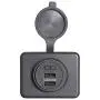 DAMAVO YM1236 Panel Dual USB Car Charger Socket Power Outlet with Cap, Dual Port 12V-24V Quick Car Charger, for Cars, Bus, RV, Boat, Automotive Marine ATV Truck Golf Cart (Surface Mount Installation)