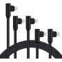 iPhone Charger Cord Right Angle 90 Degree Nylon Braid Lightning Cable 5 Pack (3/3/6/6/10FT) Charging Fast Charging & Data Sync Cord Long Compatible iPhone 12 11 Pro XS Max/X/8/7/Plus/6/SE iPad Black
