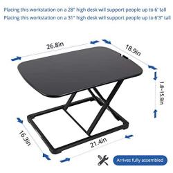 FlexiSpot Laptop Desk Riser - 27'' Standing Desk Sturdy Sit Stand up Converter for Laptop Notebook (ML2B Black Laptop Stand, No Assembly Required)
