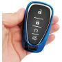Blue Soft TPU Smart Key Fob Case Holder Jacket Protector for 2016 2017 2018 2019 Chevy Malibu Camaro Cruze Traverse Spark Sonic Volt Bolt