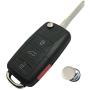Key Fob Case Shell Fit for VW Volkswagen Jetta Passat Golf Beetle Rabbit GTI CC EOS 4 Buttons Keyless Entry Remote Fob Cover No Chips Inside (Black Case)