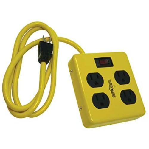Yellow Jacket 2177N Metal Power Block with 4 Outlets and Lighted Switch, 4-foot Cord