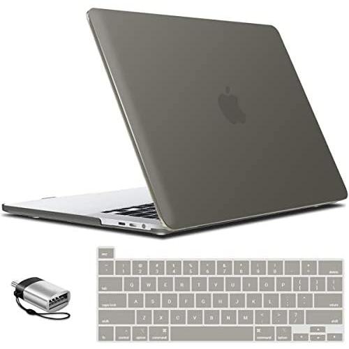 IBENZER MacBook Pro 16 Inch Case A2141 Release 2020 2019, Hard Shell Case with Keyboard Cover & Type C Adapter for Apple Mac Pro 16’’ with Touch Bar and Touch ID, Gray,T 16GY+1TC