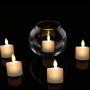 Battery Operated Led Rechargeble Remote Tea Lights Small Fake Votive Candles with Moving Flame Outdoor Flickering Flameless Electric Candle Light with Timer Can be Charged for Christmas-6 Pack