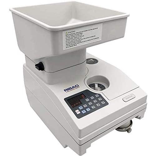 Ribao HCS-3500AH Coin Counter, Heavy Duty Bank Grade Anti-Jam Coin Sorter with Motorized Hopper, Two-Year Warranty