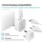 Europe to US Plug Adapter with 2 USB Outlet, Unidapt American USB Wall Charger 3 in 1, EU Australian China UK European to USA Canada Mexico Japan Travel Power Plug Adapter (Type A)