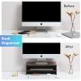 FITUEYES Computer Monitor Stand Clamp Desk TV Shelf Risers 16.7 inch 2 Tiers Monitor Stand Save Space DT204203WB
