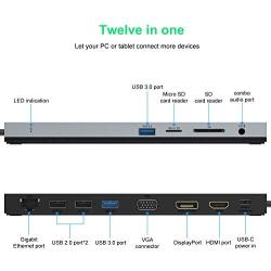 WAVLINK USB C Docking Station, 12 Port Triple Display 100W Charging Type C Adapter Compatiable for MacBook and Windows with DP&HDMI&VGA, 4 USB Ports, SD/TF Card Reader, Gigabit Ethernet, Audio