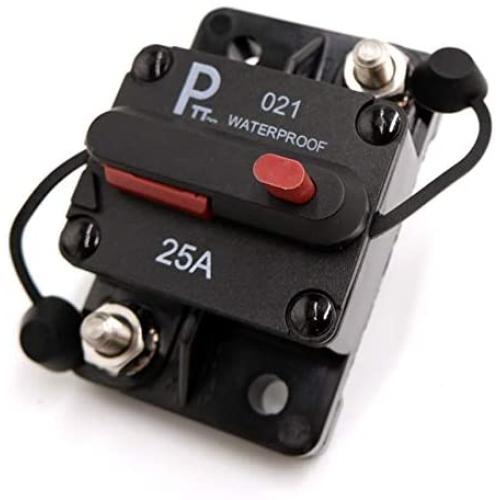 parts PTT 25 Amp / 12V- 48VDC,Waterproof Circuit Breakers with Manual Reset Resettable Fuse) in line fuse holder switch for Boat Marin RV Caravan Battery Motor Trailer Bus Truck