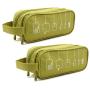 HONSKY 2 Set Medium Water Repellent Travel Electronics Accessories Gadget Cable Cord Organizer, Hanging Cosmetic Makeup Toiletry Space Storage Bags Cases Pouch for Kids Women Men, Green