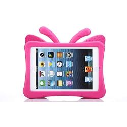 Simicoo iPad Mini 4 3 2 3D Cute Butterfly Case for Kids Light Weight EVA Stand Shockproof Rugged Heavy Duty Kids Friendly Tablet Case for iPad Mini 4 3 2 (Rose)