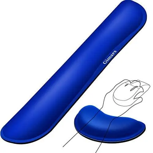 Gimars Superfine Fiber Widen Memory Foam Set Nonslip Mouse Pad Wrist Support & Keyboard Wrist Rest Support for Office, Computer, Laptop & Mac & Comfortable & Lightweight for Easy Typing & Pain Relief