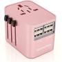Universal Travel Adapter International All in One Plug (Rose Gold)- w/4 USB Ports Work - 150+ Countries - 220 Volt Adapter - Travel Adapter Type C A G I for UK Japan Germany France EU European