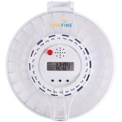 LiveFine Automatic Pill Dispenser, 28-Day Electronic Medication Organizer with Alarm Reminders, Flashing Light and Safety Lock - Dispenses Prescriptions Up to 6 Times Per Day - Clear Lid