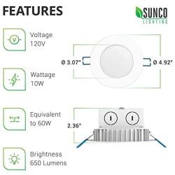 Sunco Lighting 12 Pack 4 Inch Slim LED Downlight, Integrated Junction Box,10W=60W, 650 LM, Dimmable, 6000K Daylight Deluxe, Recessed Jbox Fixture, IC Rated, Simple Retrofit Installation - ETL