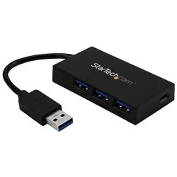 StarTech.com 4 Port USB 3.0 Hub - USB Type-A Hub with 1x USB-C & 3x USB-A (SuperSpeed 5Gbps) - USB Bus or Self-Powered - Portable USB 3.1/3.2 Gen 1 BC 1.2 Charging Hub w/ Power Adapter (HB30A3A1CSFS)