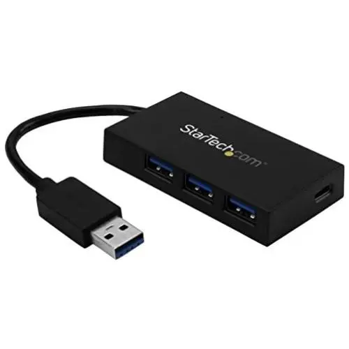 StarTech.com 4 Port USB 3.0 Hub - USB Type-A Hub with 1x USB-C & 3x USB-A (SuperSpeed 5Gbps) - USB Bus or Self-Powered - Portable USB 3.1/3.2 Gen 1 BC 1.2 Charging Hub w/ Power Adapter (HB30A3A1CSFS)