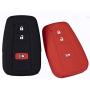 Lcyam Black Red Soft Material Silicone Key Fob Cover Case 3 Button Fits for Toyota Prius Avalon Corolla Camry RAV4 Smart Keyless Remote