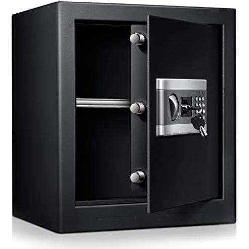 Safe Security Box, Digital Keypad and Key Lock for Cash Money Jewelry, Fireproof Waterproof Safe Cabinet with Induction Light (1.53CUB)