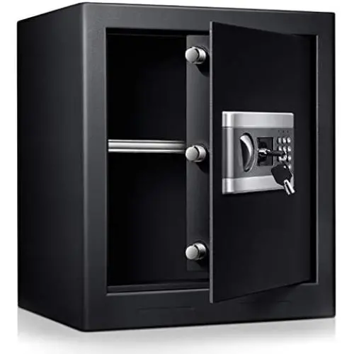 Safe Security Box, Digital Keypad and Key Lock for Cash Money Jewelry, Fireproof Waterproof Safe Cabinet with Induction Light (1.53CUB)