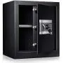 Safe Security Box, Digital Keypad and Key Lock for Cash Money Jewelry, Fireproof Waterproof Safe Cabinet with Induction Light (1.53CUB)